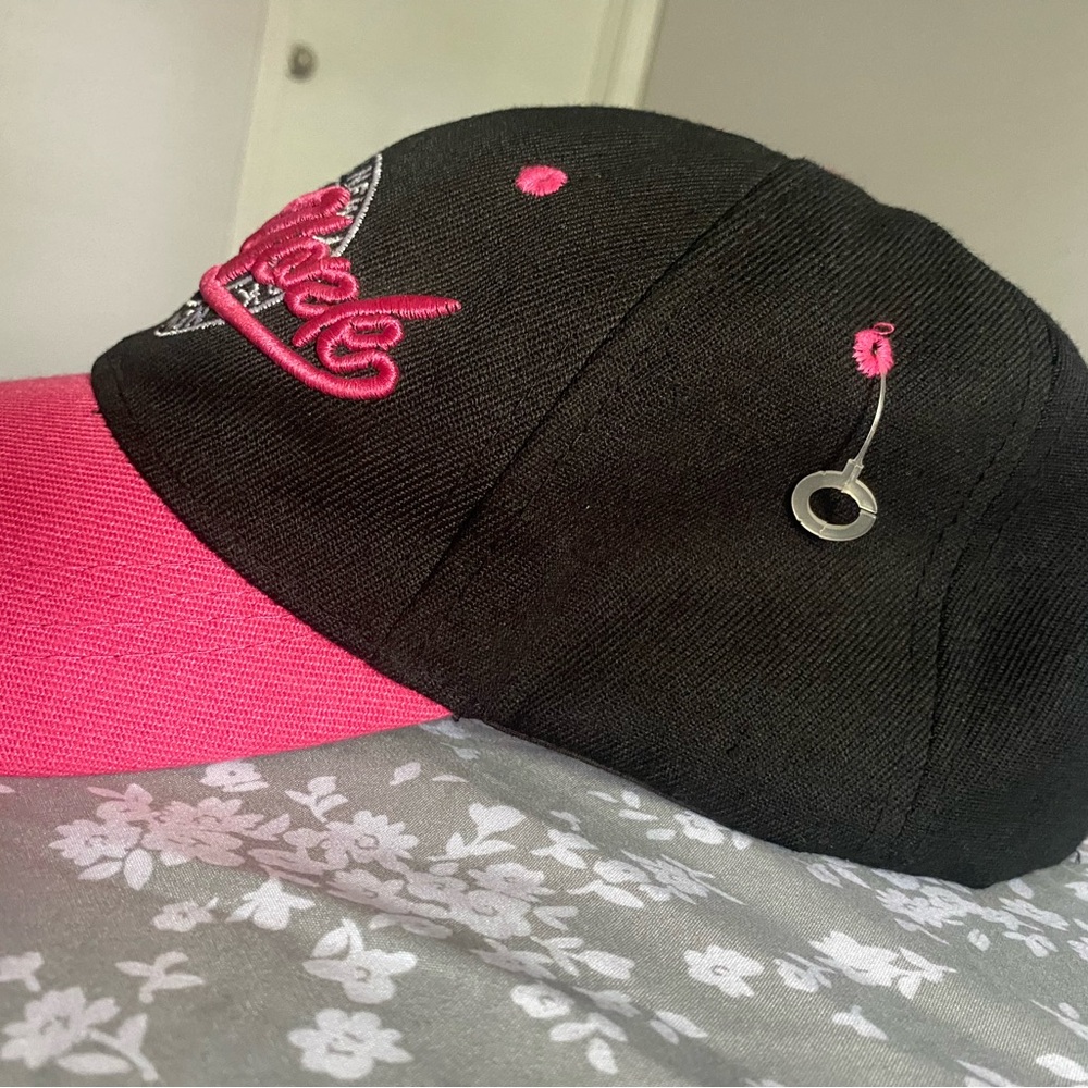 Black and Pink Embroidered Baseball Hat